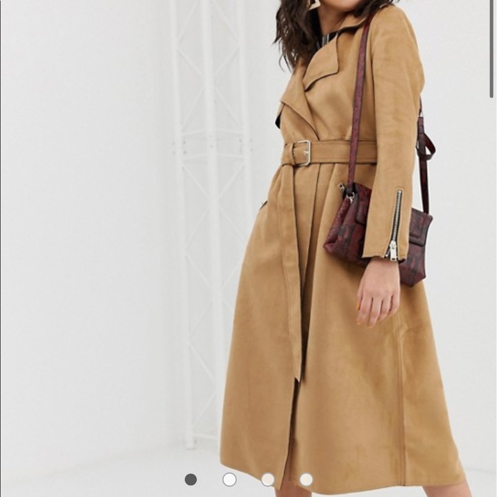 RIVER ISLAND SUEDE TRENCH COACH W/ ZIPPER DETAIL